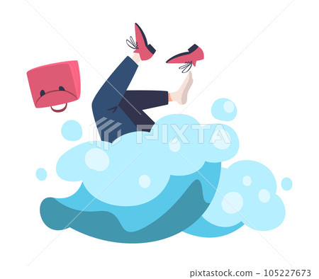 Man Entrepreneur Character Drowning in Water Vector Illustration 105227673