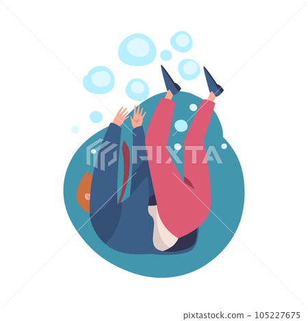 Man Entrepreneur Character Drowning in Water Vector Illustration Man Entrepreneur Character Drowning in Water Vector Illustration 105227675