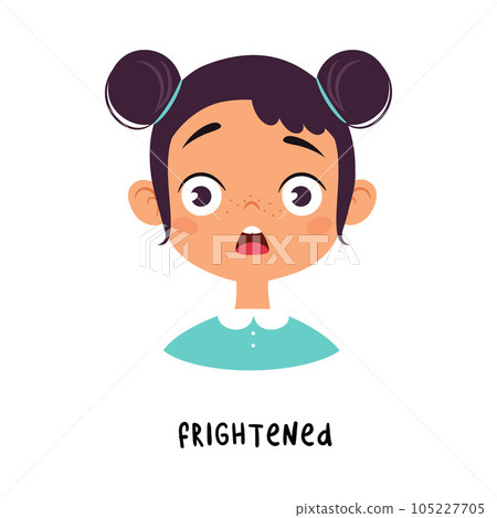 Cute Girl Show Frightened Emotion and Face Expression Vector Illustration Cute Girl Show Frightened Emotion and Face Expression Vector Illustration 105227705