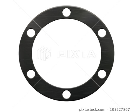 Round black rubber gasket with six small and one big circular holes Round black rubber gasket with six small and one big circular holes 105227867