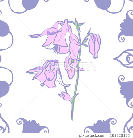 Pattern with flowers and plants. Pattern with flowers and plants. 105228333