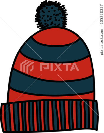 Winter cap. Hand drawn Christmas or New Year decorative element Winter cap. Hand drawn Christmas or New Year decorative element 105228337