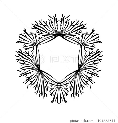 Ornamental doodle frame. Hand drawn ethnic design element. Decorative colorful detail for cards, prints, poster, stationery, textile, stickers. Ornamental doodle frame. Hand drawn ethnic design element. Decorative colorful detail for cards, prints, poster, stationery, textile, stickers. 105228711