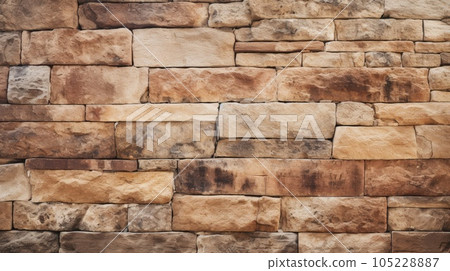 Rustic stone wall, old stone texture, digital ai. 105228887
