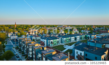 Business condos houses in downtown city of churches Fort Wayne Indiana cityscape aerial Business condos houses in downtown city of churches Fort Wayne Indiana cityscape aerial 105229465