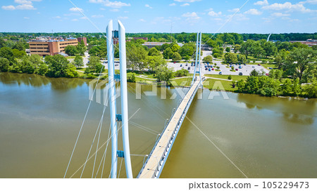 Aerial Ron Venderly Family Bridge leading to parking lot on PFW college campus Aerial Ron Venderly Family Bridge leading to parking lot on PFW college campus 105229473