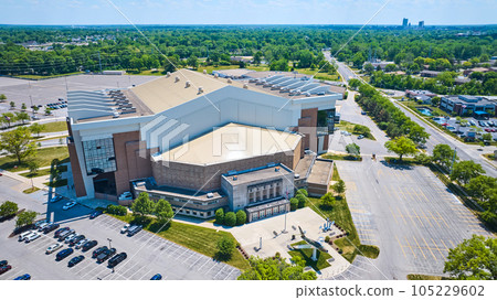 Aerial memorial at the Allen County Coliseum with airplane and distant downtown Fort Wayne Aerial memorial at the Allen County Coliseum with airplane and distant downtown Fort Wayne 105229602