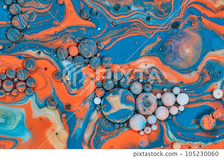 Marble like orbs in abstract acrylic painting with oil background asset Marble like orbs in abstract acrylic painting with oil background asset 105230060