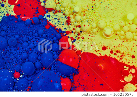Three strips of blue red and yellow as background asset 105230573