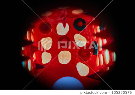 Abstract asset of spherical shapes of white red and black like a pizza Abstract asset of spherical shapes of white red and black like a pizza 105230576