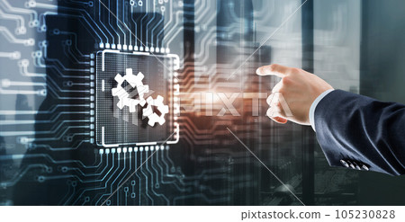 Hand touching INTEGRATION inscription. Teamwork, partnership and integration concept 105230828