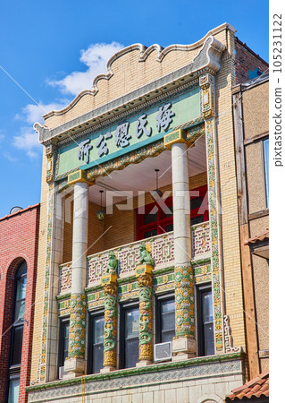 Facade of Asian architecture in Chinatown of Chicago 105231122