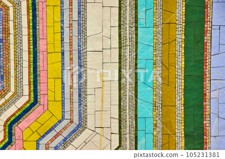 Mosaic abstract art texture asset straight on New York City subway 105231381