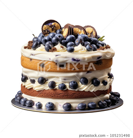 Chocolate cake with berries isolated 105231498