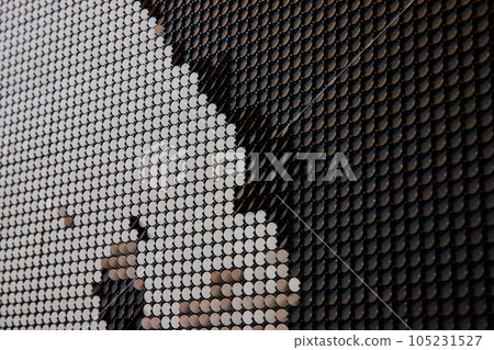 Panel of white and black flipping pieces abstract and blurred while flipping 105231527