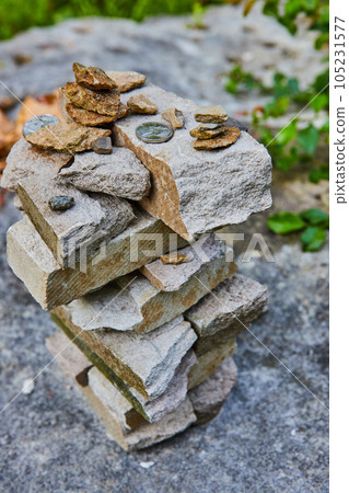 Small rectangular cairn stack of rocks 105231577