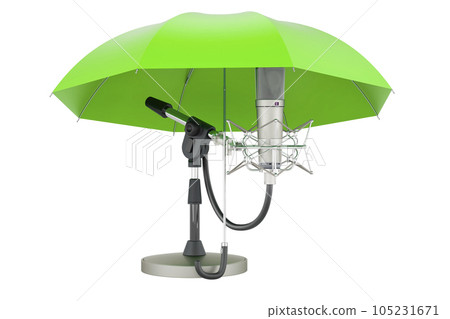 Studio microphone warranty, concept. 3D rendering Studio microphone warranty, concept. 3D rendering 105231671