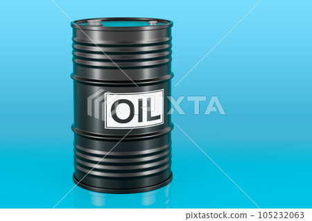 Oil barrel on blue background, 3D rendering 105232063