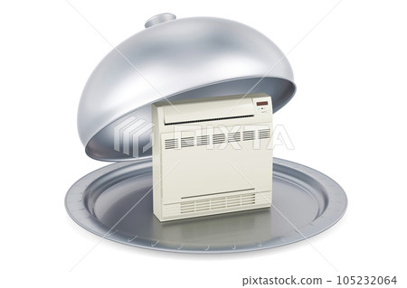 Restaurant cloche with air conditioner, floor standing unit, 3D rendering 105232064