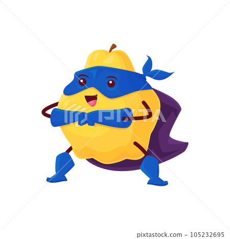 Quince fruit cartoon superhero defender character 105232695