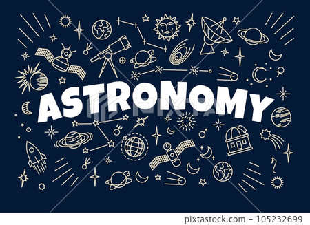 Astronomy background, space signs and symbols Astronomy background, space signs and symbols 105232699