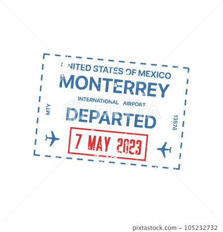 Monterrey arrival travel stamp in passport, visa 105232732