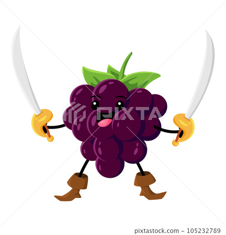 Cartoon blackberry pirate or corsair character 105232789
