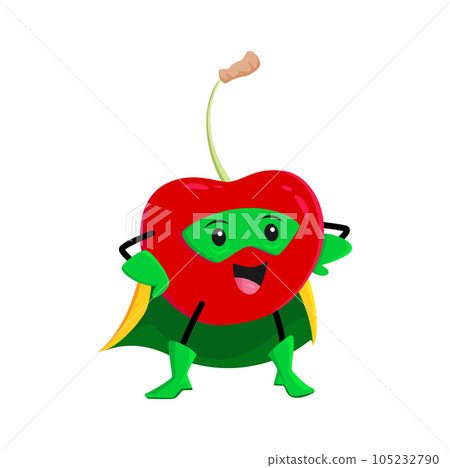 Cartoon cherry berry superhero defender character 105232790