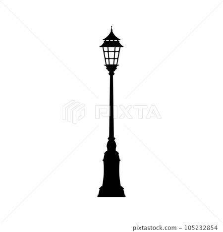 Streetlight vintage steel lamp on pole post column Streetlight vintage steel lamp on pole post column 105232854