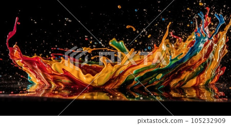 Freeze motion of colored powder explosions isolated on plain background. AI Generative 105232909