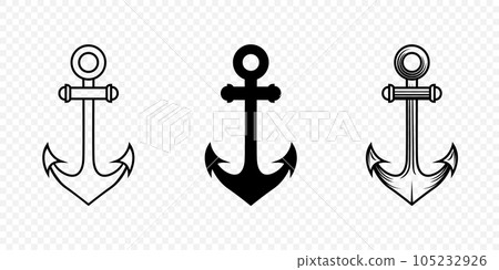 Vector Anchors. Anchor Silhouette Icon Set. Black and White Anchor with Outline. Anchor Design Template Collection. Vector Illustrtion Vector Anchors. Anchor Silhouette Icon Set. Black and White Anchor with Outline. Anchor Design Template Collection. Vector Illustrtion 105232926