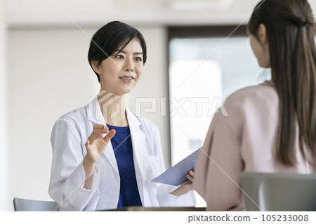 Young female doctor interviewing Young female doctor interviewing 105233008