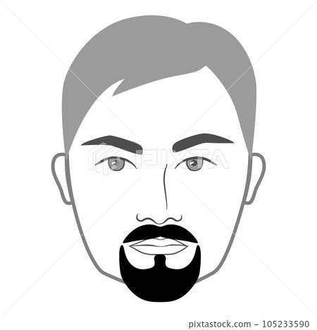 Chevron Goatee Beard style men in face illustration Facial hair mustache. Vector grey black portrait male Fashion  105233590