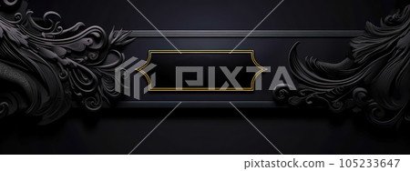 luxurious black and gold velvet banner, background with copy space made with Generative AI 105233647