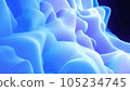Abstract waves of soft blue matte material with light inner glow and glitters on surface. Abstract geometric surface like landscape or terrain, extrude or displace 3d noise. 3d render 105234745