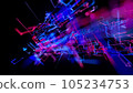 3d rendering sci-fi bg like abstract hologram. Multicolor neon glow lines form digital 3d space. Connection concept, visualization of multiple calculations of various branches neural network or AI 105234753