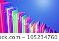 3d render. Abstract infographics background with multicolored 3d bars on blue bg. Downgrade graph from columns. Economic background with copy space. 3d bars as chart of statistic data. 105234760