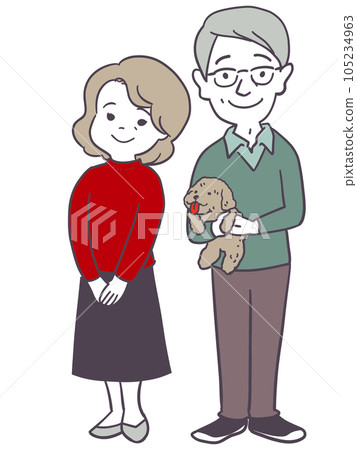Senior couple and pets Senior couple and pets 105234963