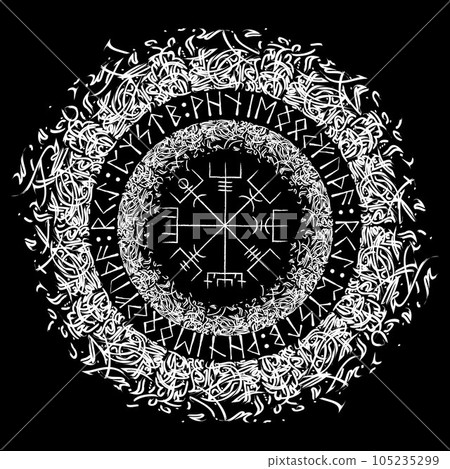 White abstract Vegvisir flat circle White abstract Vegvisir flat circle 105235299