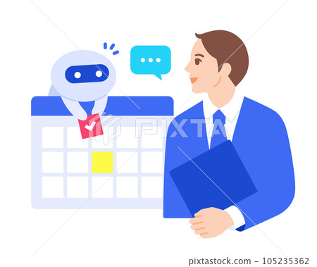 AI manages the schedule. Vector illustration material of an image that plays the role of a secretary. 105235362