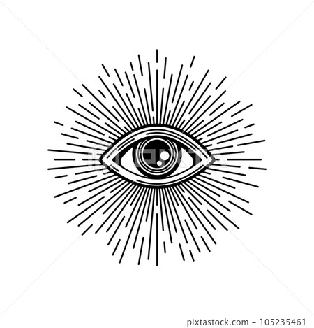 Vector mystic occultism sign, occult eye tattoo vintage mystic talisman. Occultism illuminati eye, mystic tattoo providence sign Vector mystic occultism sign, occult eye tattoo vintage mystic talisman. Occultism illuminati eye, mystic tattoo providence sign 105235461