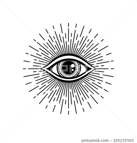 Blackwork tattoo flash isolated eye of providence, masonic symbol. All seeing eye, new world order. Sacred geometry, religion, spirituality, occultism Blackwork tattoo flash isolated eye of providence, masonic symbol. All seeing eye, new world order. Sacred geometry, religion, spirituality, occultism 105235503