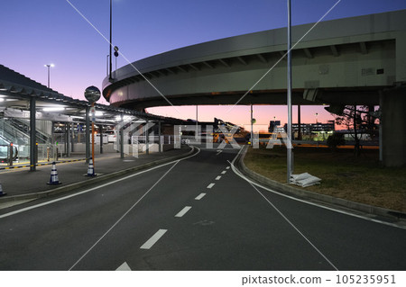 Fantastic blue and orange sunrise sky and overpass 105235951