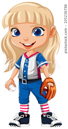 Blonde girl baseball player 105236786