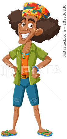 A Man with Afro Hairstyle Vector 105236830