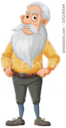 Old man cartoon character with long beard 105236844