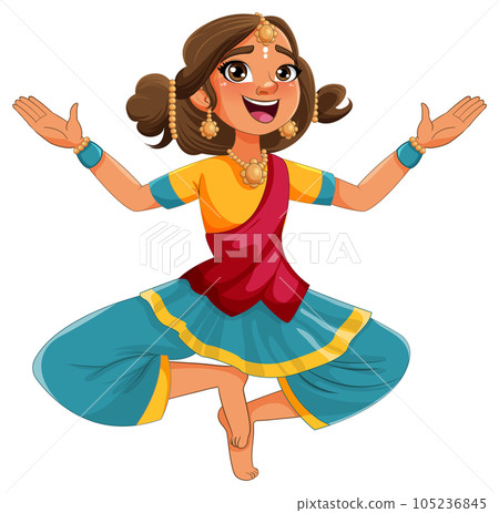 Indian cartoon characters in traditional cultural outfit 105236845