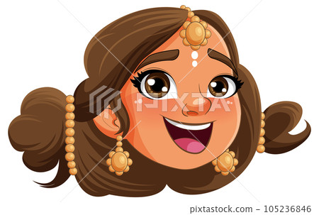 Indian woman cartoon character face smiling 105236846