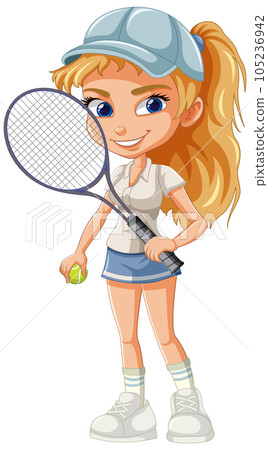 Beautiful female tennis player cartoon character 105236942