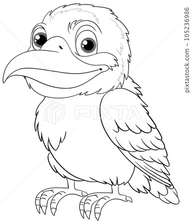 A cartoon-style vector illustration of a native Australian Kookaburra bird, isolated on a white background 105236986